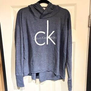 Calvin Klein Bluish Grayish Charcoal Hoodie w/ Thumb Holes - Size: S